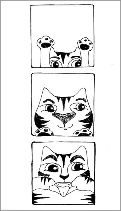 Cat Art Cartoon Link Pen Ink Drawing Camera